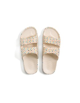 FREEDOM MOSES - Slippers Retro dots Stone