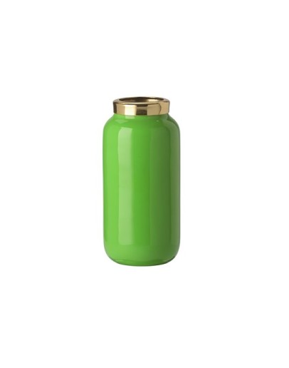 GIFTCOMPANY - Saigon Vase with metal ring - Mini 9,5cm - Green/gold