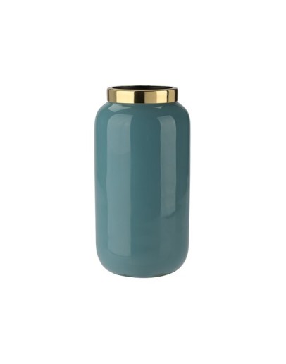 GIFTCOMPANY - Saigon Vase with metal ring - XXS 12cm - Smoke blue/gold