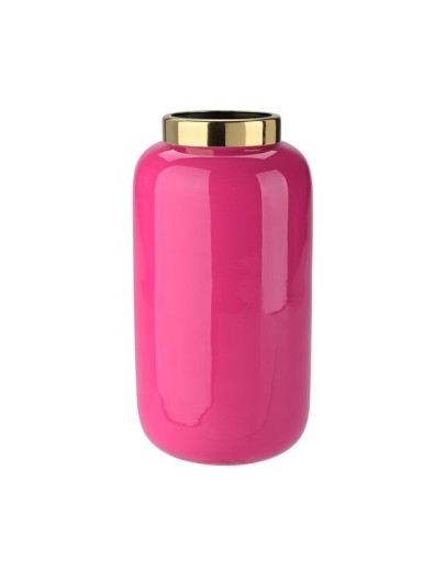 GIFTCOMPANY - Saigon Vase with metal ring - XS 18cm - Pink/gold