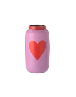 GIFTCOMPANY - Saigon Vase with metal ring - XXS 12cm - Heart - Pink lavender/red