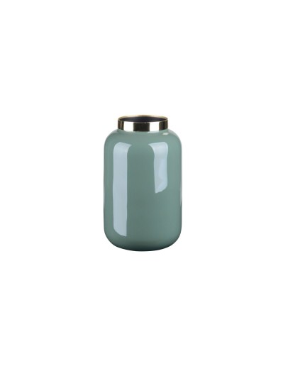 GIFTCOMPANY - Saigon Vase with metal ring - XS 18cm - Mantis green/gold