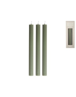 GUSTA - Rib dinerkaarsen set 3 stuks - Groen