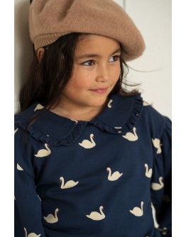 HOUSE OF JAMIE - Sweater met Ballonmouw en Kraag - Classic Blue Swans