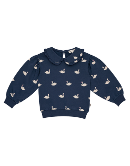 HOUSE OF JAMIE - Sweater met Ballonmouw en Kraag - Classic Blue Swans