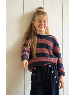 HOUSE OF JAMIE - Gebreide Trui - Mauve & Blue Stripes Knit