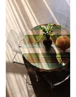 HK LIVING - Vida check table cloth Mint/olive