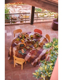 HK LIVING - Vida check table cloth Amber/burgundy