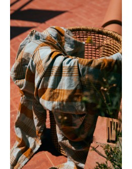 HK LIVING - Vida check table cloth Amber/blue