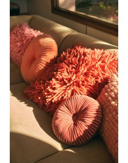 HK LIVING - Round ripple cushion burgundy