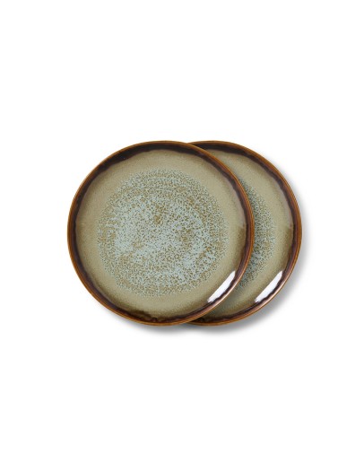 HK LIVING - 70s ceramics: dessert plates contrast, set of 2