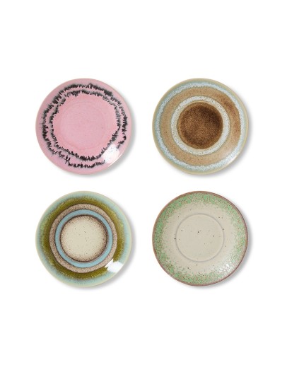 HK LIVING - 70s ceramics: saucers doodle, set of 4