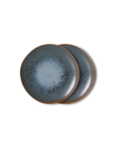 HK LIVING - 70s ceramics: dessert plate mineral, set of 2