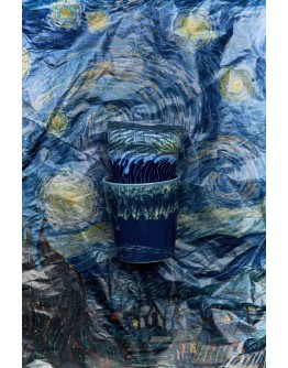 HK LIVING - 70s ceramics: Van Gogh coffee mugs starry night, set of 2