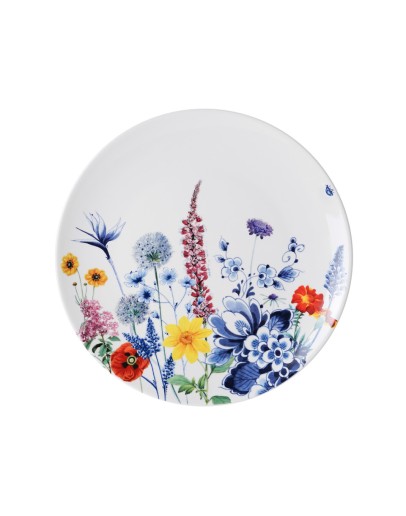 HEINEN DELFTSBLAUW - Wandbord Wildbloemen Bloemenveld - 26,5 cm