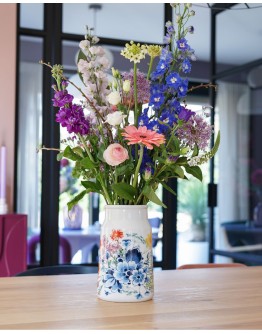 HEINEN DELFTSBLAUW - Melkbus vaas Wildbloemen Bloementuintje - Keramiek - 25,5 cm