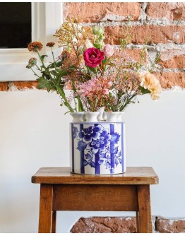 HEINEN DELFTSBLAUW - Tulpenvaas Cilinder Fair Florals - Keramiek - Delfts blauw - 15 cm