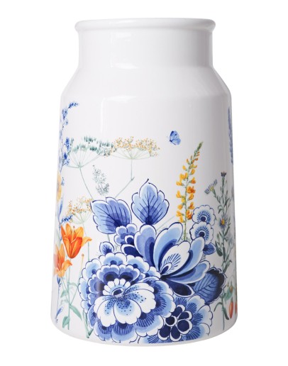 HEINEN DELFTSBLAUW - Melkbusvaas - Wildbloemen - 30cm