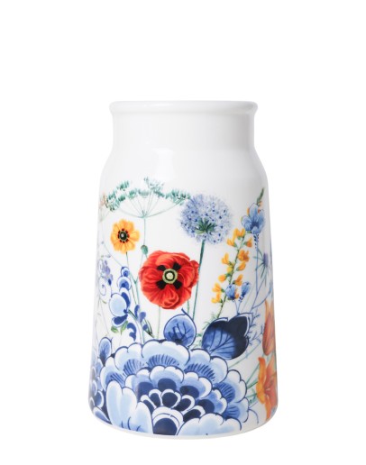 HEINEN DELFTSBLAUW - Melkbus vaas Wildbloemen Bloemen oase - Keramiek - 20,5 cm