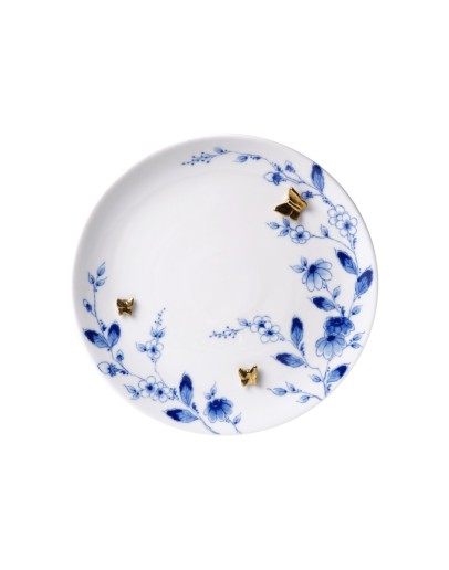 HEINEN DELFTSBLAUW - Wandbord Vlindergoud 26,5 cm