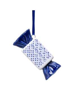 HEINEN DELFTSBLAUW - Kerstornament toffee - Keramiek - 7,5 cm HEINEN DELFTSBLAUW - Kerstornament toffee - Keramiek - 7,5 cm