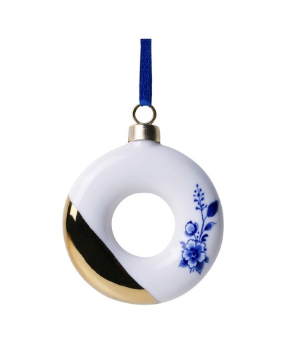 HEINEN DELFTSBLAUW - Kerstornament donut - Keramiek - 8 cm HEINEN DELFTSBLAUW - Kerstornament donut - Keramiek - 8 cm