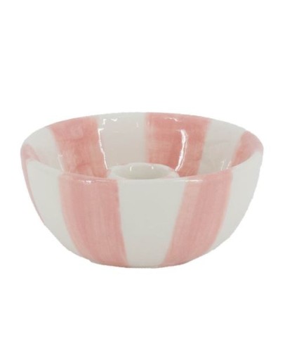Kandelaar keramiek Stripes - roze