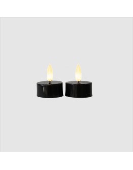 JUNOFIRES - LED Waxinelicht Zwart met timer - Set van twee stuks
