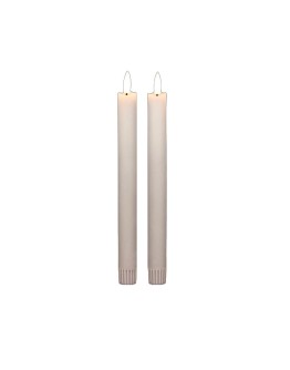JUNOFIRES - LED Dinerkaarsen Beige met timer - Set van twee stuks