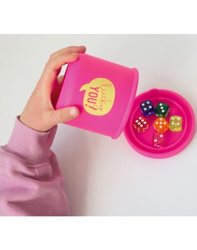 MOSES - Dobbelbeker siliconen met 6 dobbelstenen