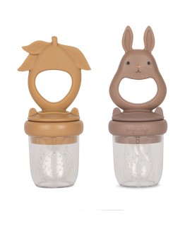 KONGES SLOJD - Silicone fruit feeding pacifier Bunny & Lemon - Hortensia|Almond