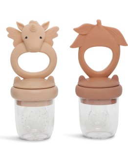 KONGES SLOJD - Silicone fruit feeding pacifier Unicorn - Rose sand/Brown clay