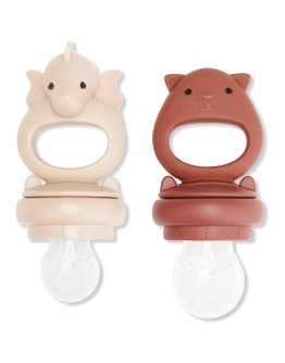 KONGES SLOJD - Silicone fruit feeding pacifier Dragon - ROSE SAND/COPPER BROWN