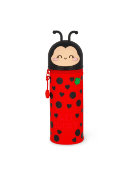 LEGAMI - Pencil Case 2 in 1 soft silicone - Kawaii - Ladybug "Get Lucky"