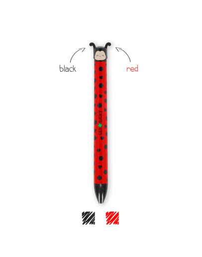 LEGAMI - Two Colour Ballpoint Pen - Click&Clack - Ladybug