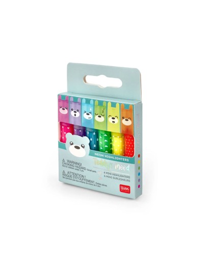 LEGAMI - Set of 6 Mini Pastel Highlighters - Teddy's Mood