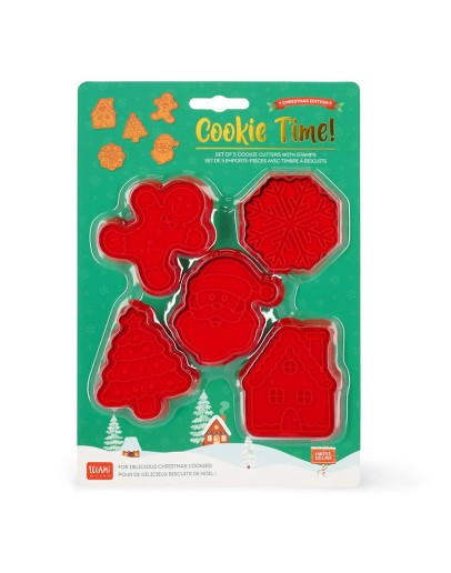 LEGAMI - Set of 5 Cookie Cutters with Stamps - Cookie Time! LEGAMI - Set of 5 Cookie Cutters with Stamps - Cookie Time!
