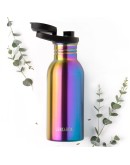LEKKABOX - RVS Drinkfles lichtgewicht Rainbow - dop zwart - 500 ml