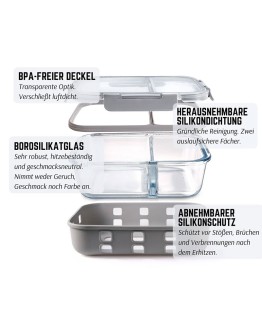 LEKKABOX - Glass Lunchbox with protective Cover - 900 ml