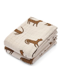 LIEWOOD - Lewis Muslin Cloth 2 pack - Leopard Sandy