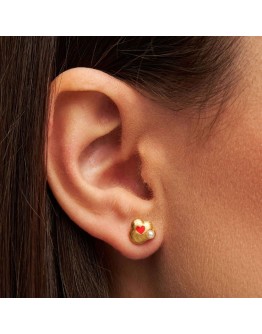 LULU COPENHAGEN - Earring Magic Stone Heart 1 pcs - Gold plated