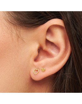 LULU COPENHAGEN - Earring pair Family Love brushed - Gold plated