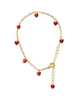 LULU COPENHAGEN - Bracelet Love U Gold plated - Passion red