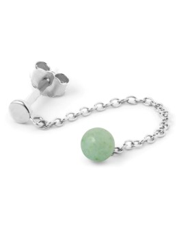 LULU COPENHAGEN - Earring Natural stone chain silver 1 pcs - Light green