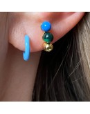 LULU COPENHAGEN - Earring Triples 1 pcs - Gold_green_blue