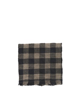 MADAM STOLTZ - Checked kitchen towel w fringes - Taupe/black