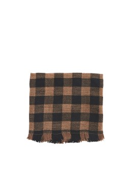 MADAM STOLTZ - Checked kitchen towel w fringes - Brick/black