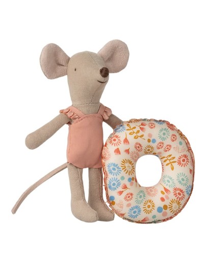 MAILEG - Little Sister Beach Mouse with Float, Flower