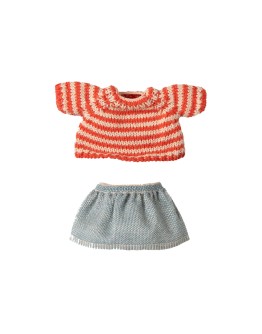 MAILEG - Knitted sweater and skirt, Big sister mouse