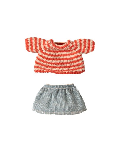 MAILEG - Knitted sweater and skirt, Big sister mouse